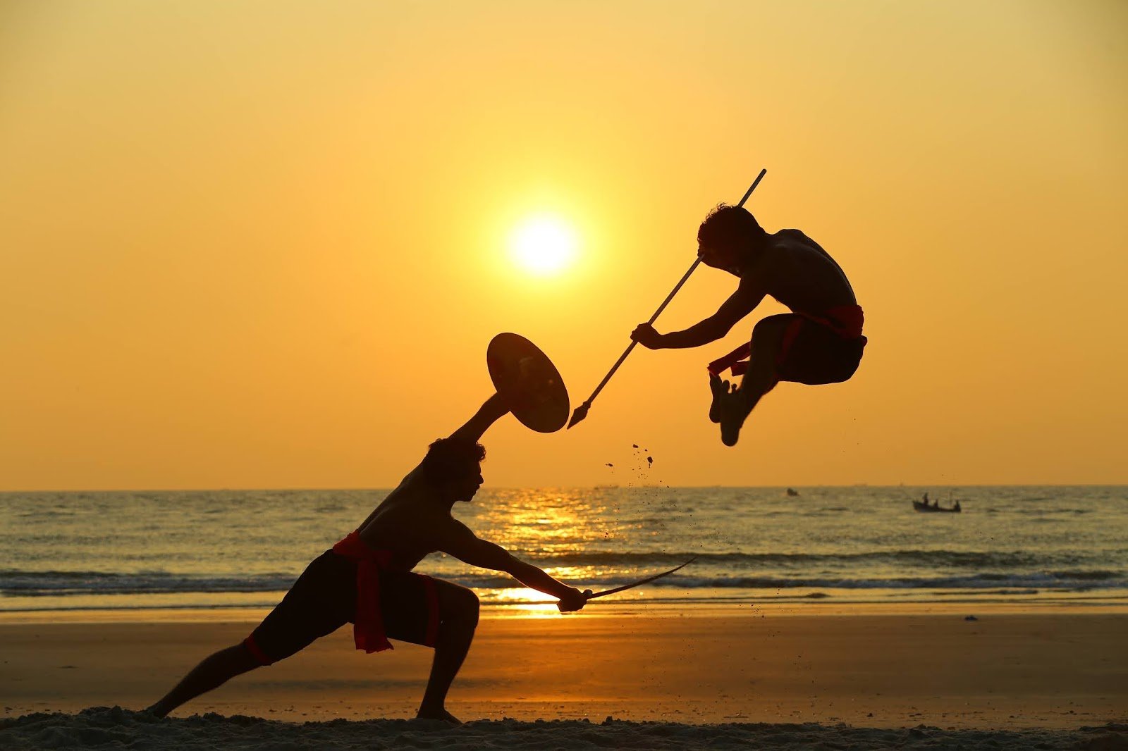 kadathanattu kalari vadakara kalari performance at the backdrop of sunset